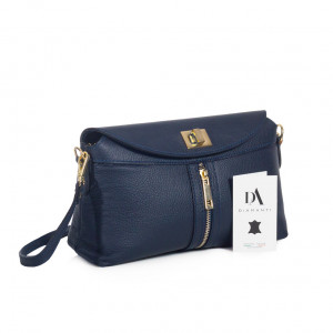 Geanta de umar din piele naturala DiAmanti Cosenza Blu Scuro